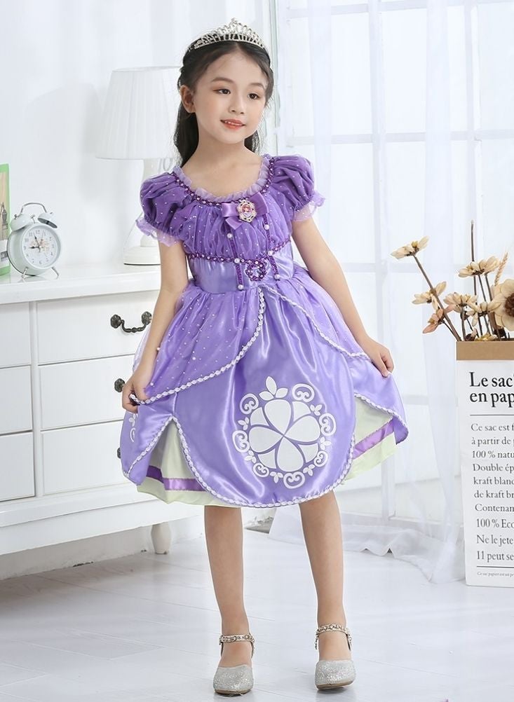 بريميم فستان بنفسجي مستوحى من الأميرة صوفيا للبنات - فستان حفلات ملكي مع تاج، مناسب لأعياد الميلاد والهالوين والمناسبات التنكرية - Image 3